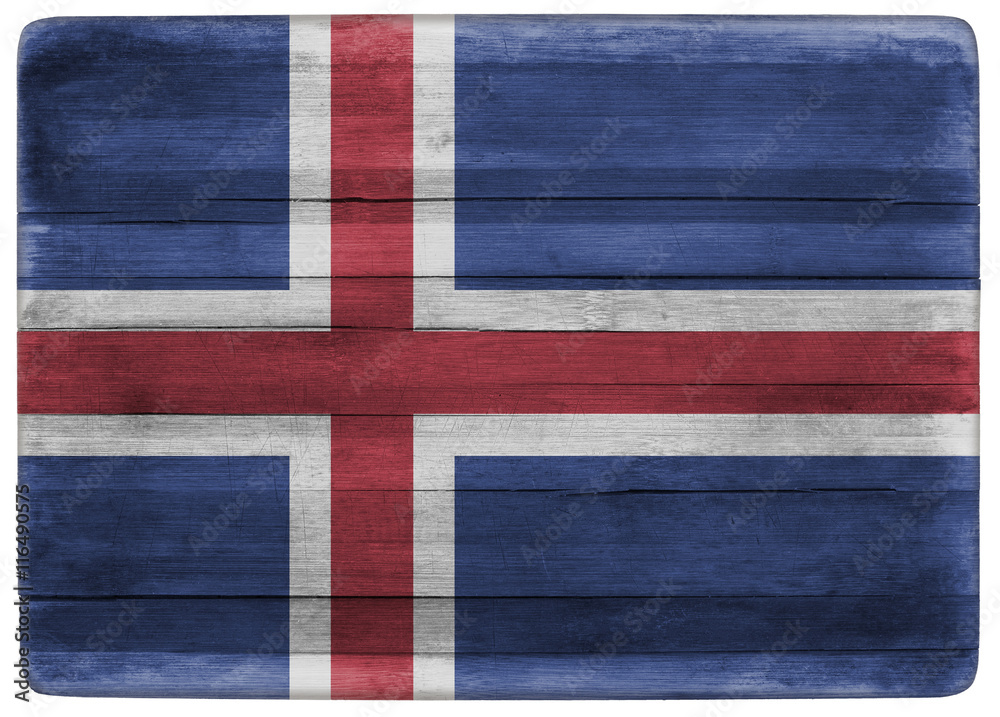 Fototapeta premium Iceland flag on wooden board