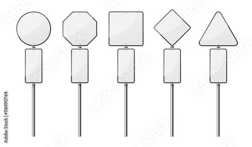Set of blank road signs  isolated on white background. EPS10 vector illustration.