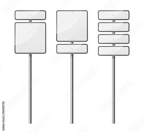 Set of blank street signs, isolated on white background. EPS10 vector illustration.