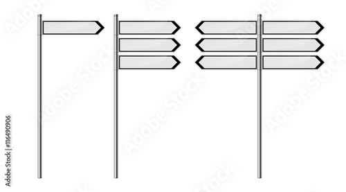 Set of blank street signs, isolated on white background. EPS10 vector illustration.