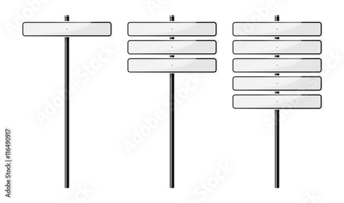Set of blank street signs, isolated on white background. EPS10 vector illustration.