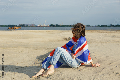 portrait girl on the beach photo