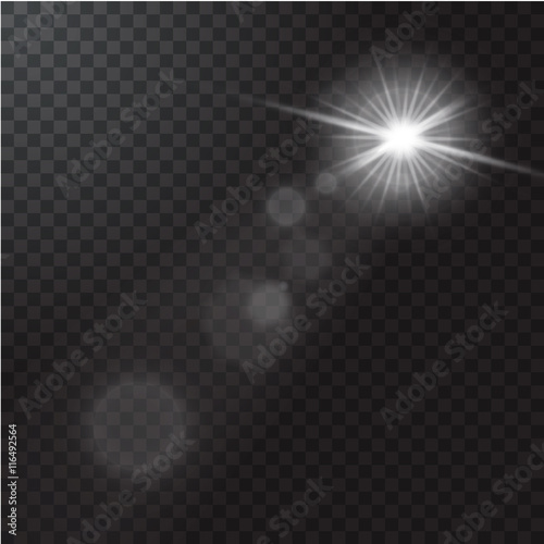 Realistic beam light on transparent background.