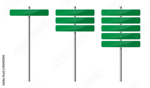 Set of blank street signs, isolated on white background. EPS10 vector illustration.