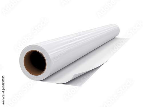 roll PVC film, Isolated on White Background, 3D rendering
 photo