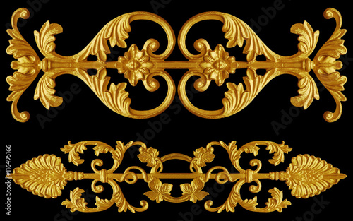 Ornament elements, vintage gold floral designs