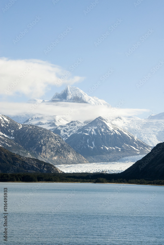 Glacier Alley - Patagonia Argentina / Cruising in Glacier Alley - Patagonia Argentina - Landscape of beautiful mountains, glaciers and waterfall