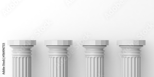 Obraz na płótnie Four white marble pillars. 3d illustration