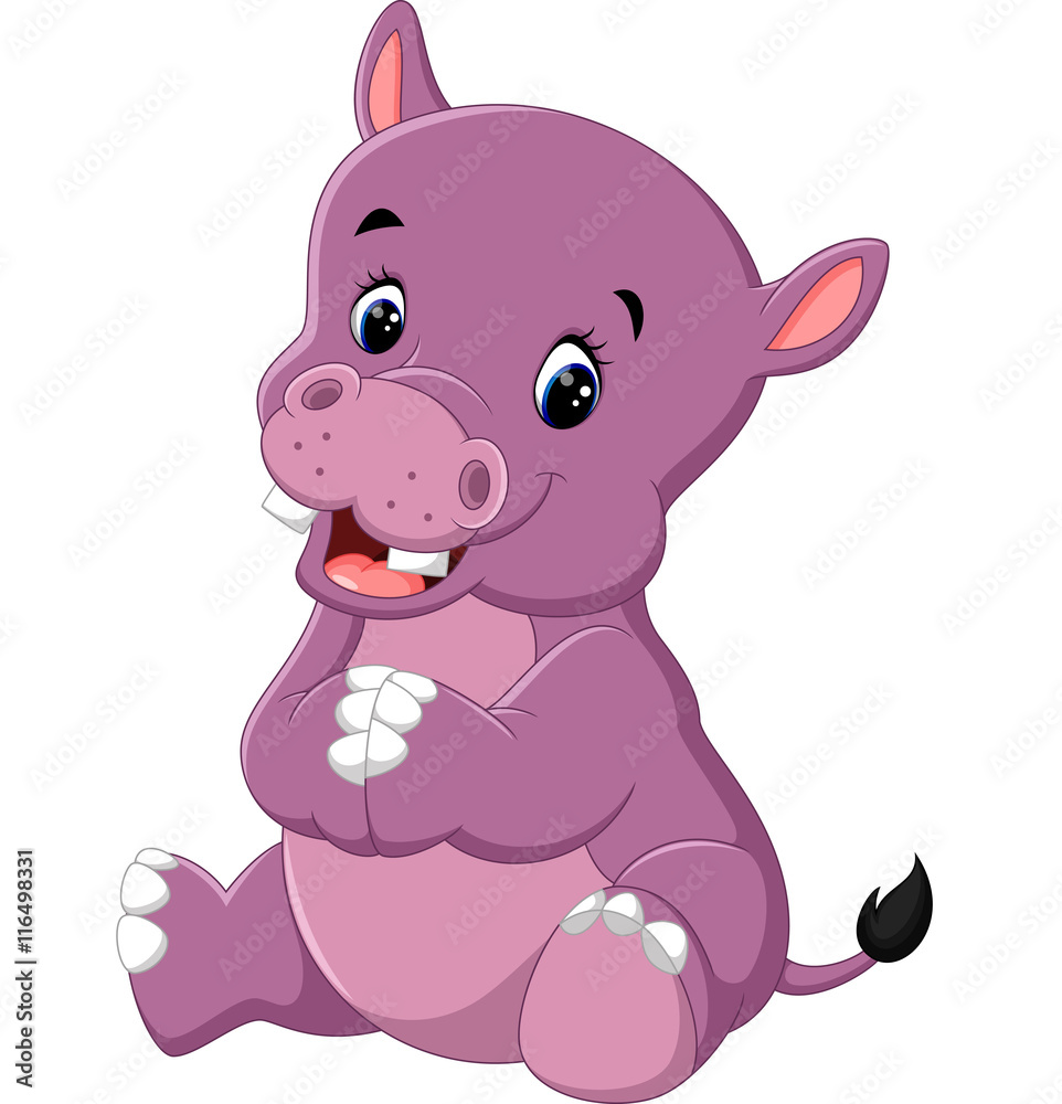 Cartoon cute baby hippo Cartoon cute baby hippo