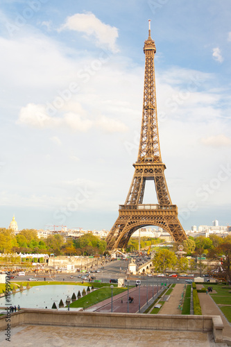 The Eiffel Tower seen from Trocadero, Paris, France.