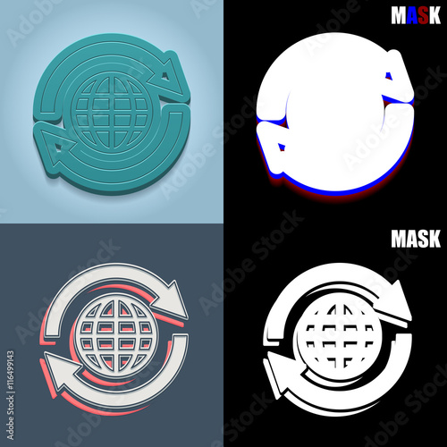ikona retro 3D i płaska