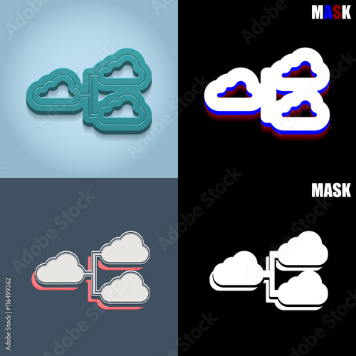 ikona retro 3D i płaska