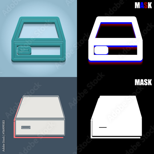 ikona retro 3D i płaska