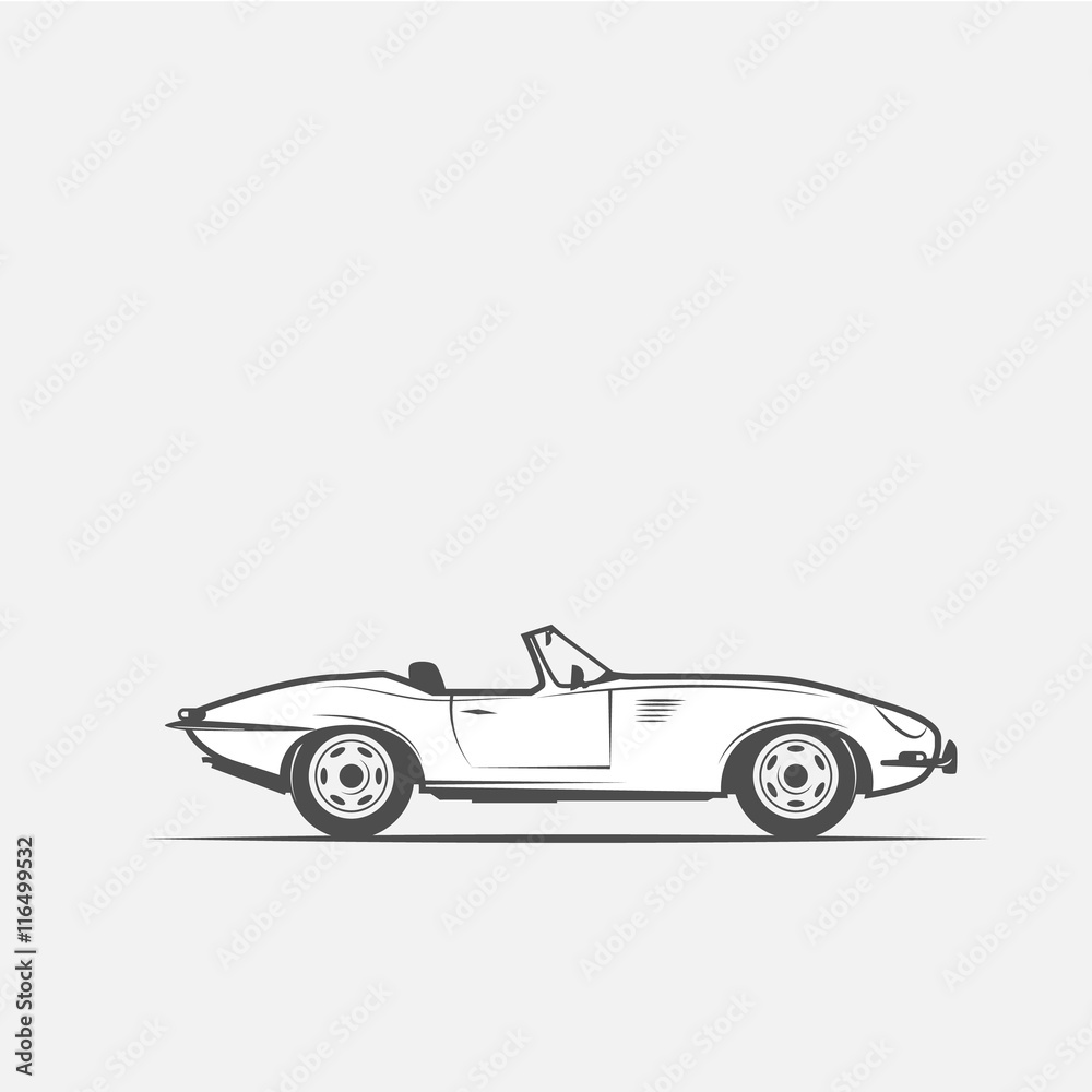 car convertible in black and white