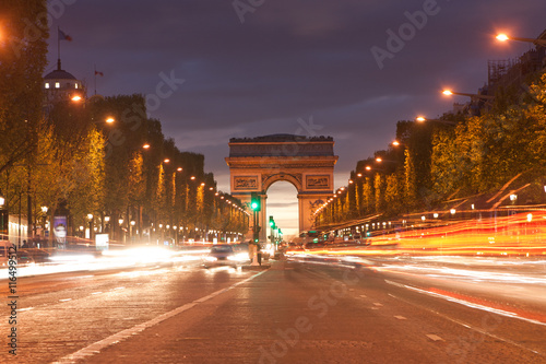 Arch of Triumph at night, Paris, France © Alex Shirmanov