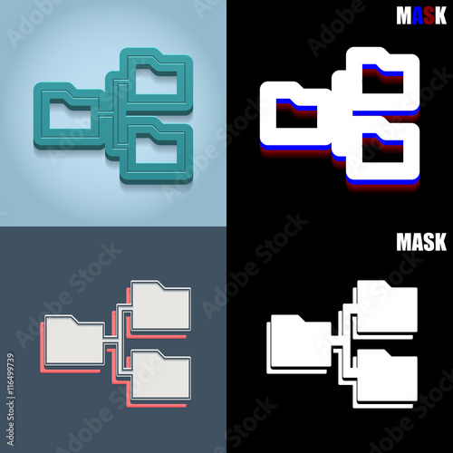 ikona retro 3D i płaska
