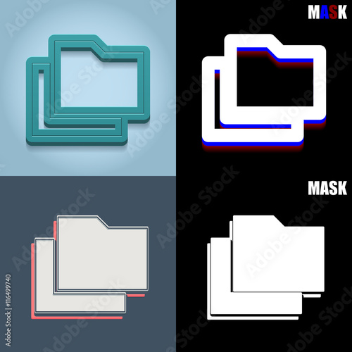 ikona retro 3D i płaska