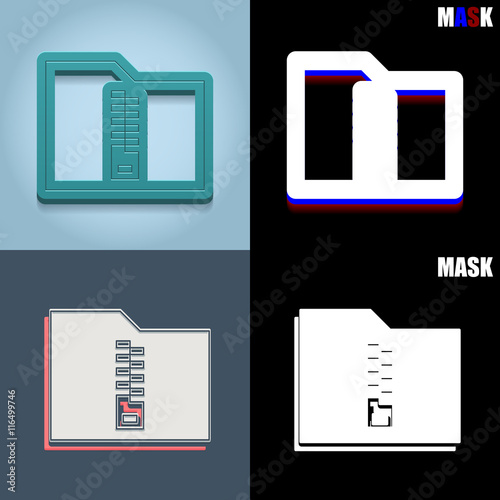 ikona retro 3D i płaska