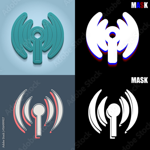 ikona retro 3D i płaska