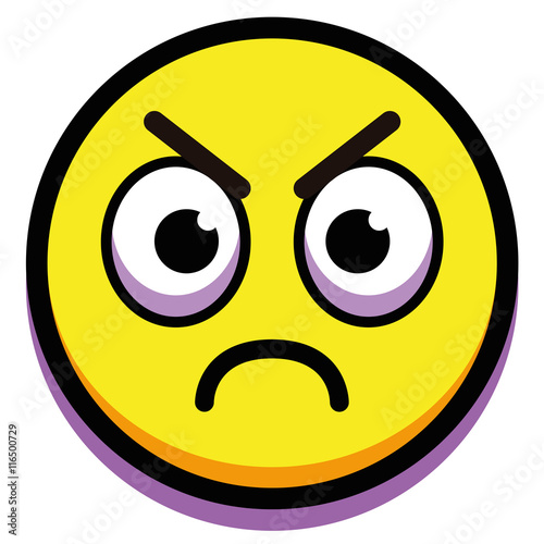 Cartoon Angry Face Isolated On White Background