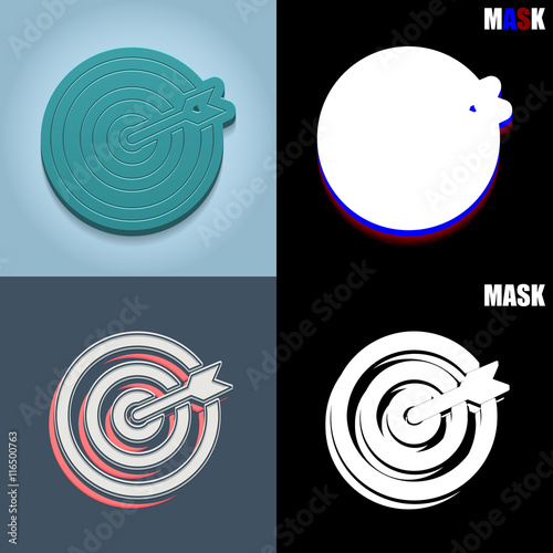 ikona retro 3D i płaska