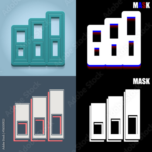 ikona retro 3D i płaska