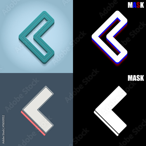 ikona retro 3D i płaska
