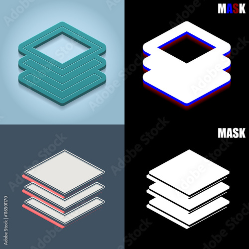 ikona retro 3D i płaska