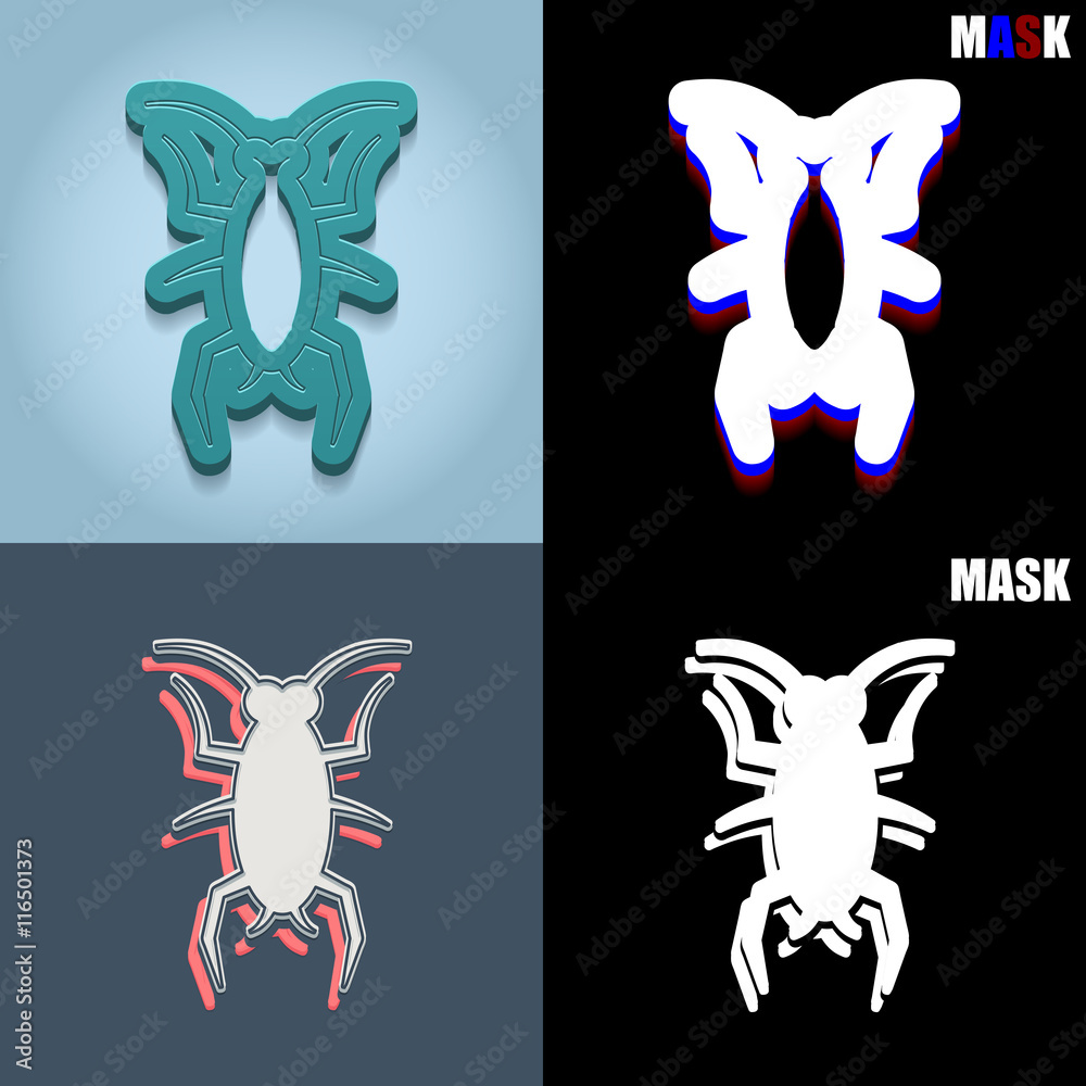 ikona retro 3D i płaska