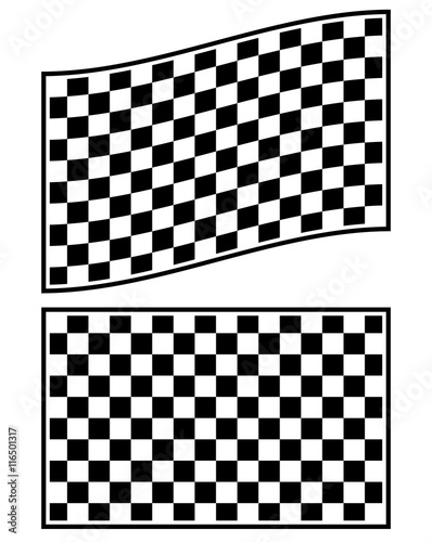 Checkered racing flag elements isolated on white.
