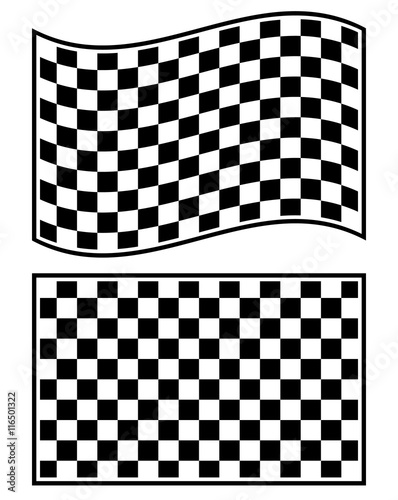 Checkered racing flag elements isolated on white.