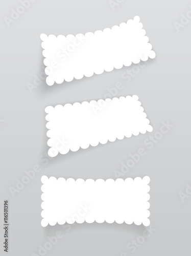 Set of white labels with shadow.