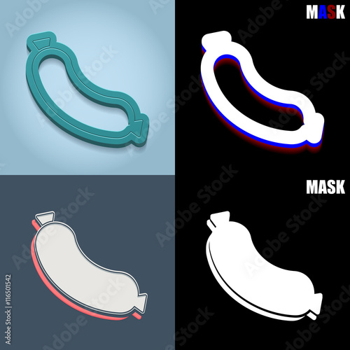 ikona retro 3D i płaska