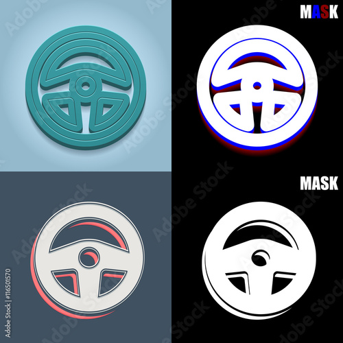 ikona retro 3D i płaska