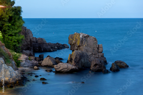 Rock in the water of the coastline of Sozopol town, Burgas Region, Bulgaria