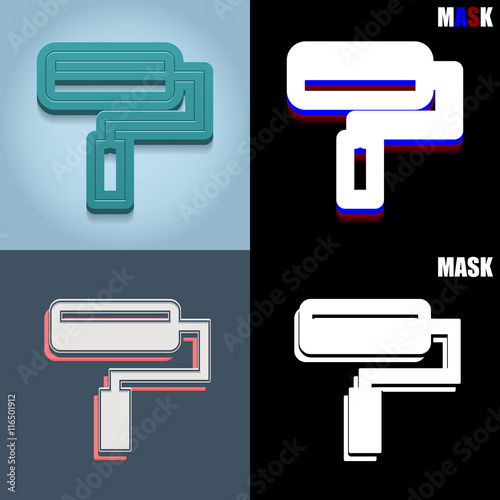 ikona retro 3D i płaska