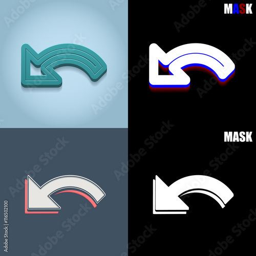 ikona retro 3D i płaska