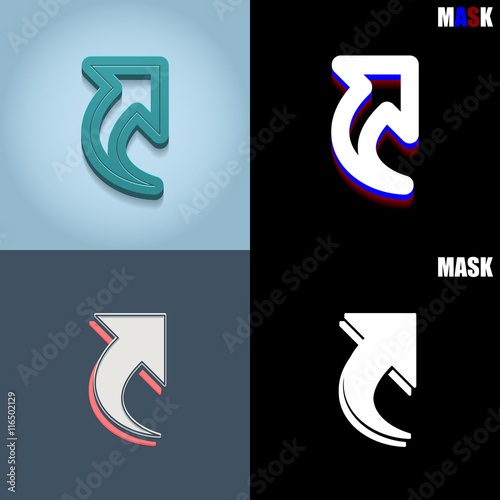 ikona retro 3D i płaska