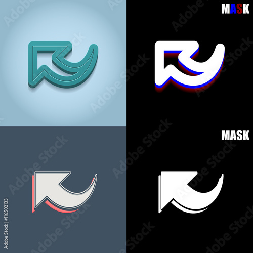 ikona retro 3D i płaska