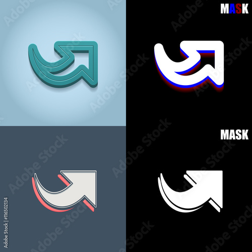 ikona retro 3D i płaska