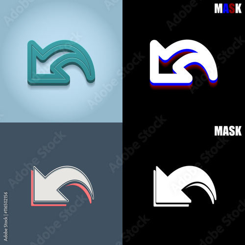 ikona retro 3D i płaska