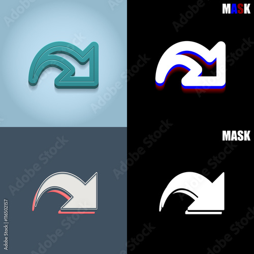 ikona retro 3D i płaska