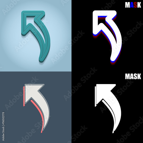 ikona retro 3D i płaska