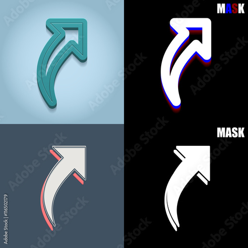 ikona retro 3D i płaska