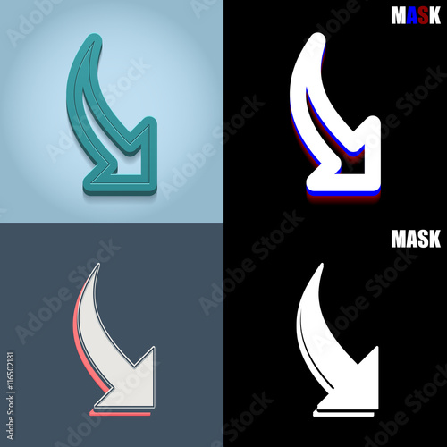 ikona retro 3D i płaska