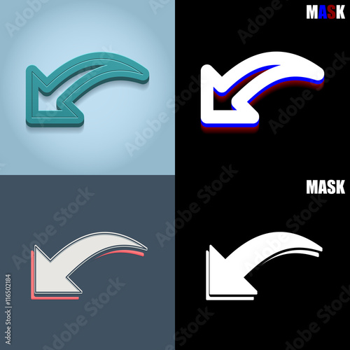 ikona retro 3D i płaska