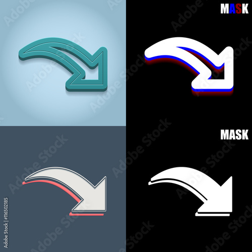 ikona retro 3D i płaska