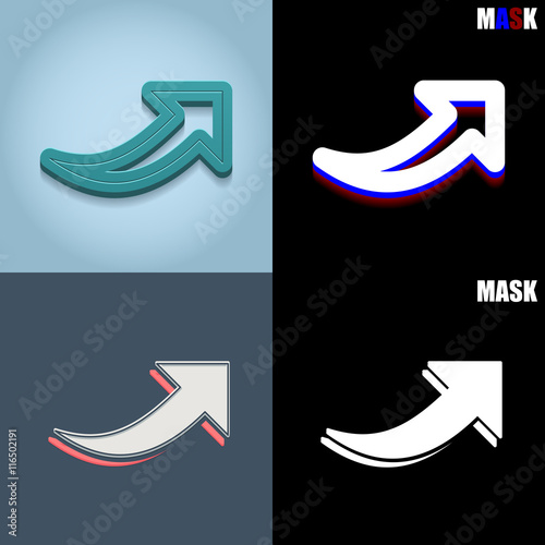 ikona retro 3D i płaska