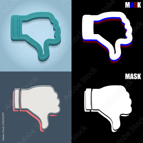 ikona retro 3D i płaska