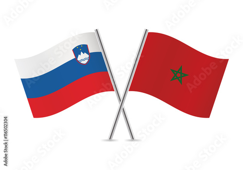 Slovenian and Moroccan flags. Vector illustration. Free Download Slovenian and Moroccan flags. Vector illustration. - GFXLoad